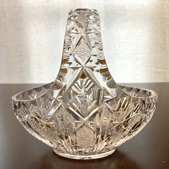 Vtg Lausitizer Glas 24% Lead Crystal German Hand-Cut Trinket Candy Coin Basket - Picture 5 of 12